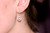 Sterling silver wire wrapped beige powder almond pearl drop earrings handmade by Jessica Luu Jewelry