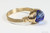 14K yellow gold filled wire wrapped sapphire blue crystal ring handmade by Jessica Luu Jewelry