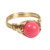 14K gold filled wire wrapped 8mm round pink coral gemstone solitaire ring handmade by Jessica Luu Jewelry