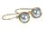 14K yellow gold filled wire wrapped light blue pearl drop earrings handmade by Jessica Luu Jewelry