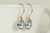 14K yellow gold filled wire wrapped light blue pearl drop earrings handmade by Jessica Luu Jewelry