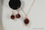 14K rose gold filled herringbone wire wrapped dark red garnet siam crystal solitaire pendant on chain necklace and earrings set handmade  by Jessica Luu Jewelry