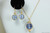 14K gold filled wire wrapped light sapphire blue crystal drop earrings and necklace set handmade by Jessica Luu Jewelry