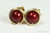 14K yellow gold filled wire wrapped dark red bordeaux pearl stud earrings handmade by Jessica Luu Jewelry