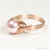 14K rose gold filled wire wrapped 8mm light pink pearl solitaire ring handmade by Jessica Luu Jewelry