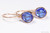 14K rose gold filled wire wrapped sapphire blue crystal drop earrings handmade by Jessica Luu Jewelry