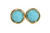 Gold Turquoise Blue Crystal Stud Earrings - Available in 2 Sizes and Other Metal Options