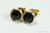 14K yellow gold filled wire wrapped 6mm jet black crystal round stud earrings handmade by Jessica Luu Jewelry