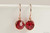 14K rose gold filled wire wrapped scarlet red crystal drop earrings handmade by Jessica Luu Jewelry