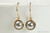14K yellow gold filled wire wrapped light grey silver pearl drop earrings handmade by Jessica Luu Jewelry