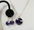 14K yellow gold filled earrings and necklace set with purple heliotrope crystal sun pendants handmade by Jessica Luu Jewelry