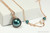 14K rose gold filled wire wrapped iridescent Tahitian pearl solitaire pendant on chain necklace handmade by Jessica Luu Jewelry