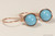 14K rose gold filled wire wrapped turquoise blue pearl drop earrings handmade by Jessica Luu Jewelry