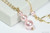 14K yellow gold filled three light pink rosaline pearl pendant on chain necklace handmade by Jessica Luu Jewelry