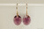 14K yellow gold filled amethyst purple crystal leaf pendant dangle earrings handmade by Jessica Luu Jewelry
