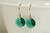 14K yellow gold filled emerald green crystal rivoli dangle earrings handmade by Jessica Luu Jewelry