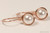 14k rose gold filled wire wrapped white pearl drop earrings handmade by Jessica Luu Jewelry