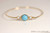 Handmade 14K yellow gold filled herringbone wire wrapped turquoise pearl bangle bracelet