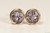 14K yellow gold filled wire wrapped tanzanite crystal stud earrings handmade by Jessica Luu Jewelry