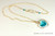 14K yellow gold filled wire wrapped blue zircon teal crystal heart pendant on chain necklace handmade by Jessica Luu Jewelry