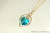 14K yellow gold filled wire wrapped blue zircon teal crystal heart pendant on chain necklace handmade by Jessica Luu Jewelry