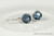 Sterling silver wire wrapped denim blue crystal drop earrings handmade by Jessica Luu Jewelry