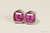 Sterling silver wire wrapped fuchsia pink purple crystal cube stud earrings handmade by Jessica Luu Jewelry