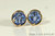 Gold Sapphire Blue Crystal Stud Earrings - Available in 2 Sizes and Other Metal Options