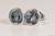 Sterling silver wire wrapped denim blue crystal round stud earrings handmade by Jessica Luu Jewelry