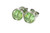 Sterling silver wire wrapped light green peridot crystal round stud earrings handmade by Jessica Luu Jewelry