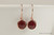 14K rose gold filled wire wrapped garnet red siam crystal drop earrings handmade by Jessica Luu Jewelry