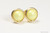 14K yellow gold filled wire wrapped pastel light yellow pearl stud earrings handmade by Jessica Luu Jewelry