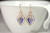 14K rose gold filled blue purple tanzanite crystal heart dangle earrings handmade by Jessica Luu Jewelry