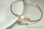 Handmade 14k yellow gold filled wire wrapped pearlescent white pearl bangle bracelet
