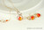14K yellow gold filled wire wrapped orange red fire opal crystal dangle earrings and necklace set handmade by Jessica Luu Jewelry
