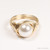 14K yellow gold filled wire wrapped white pearl solitaire ring handmade by Jessica Luu Jewelry