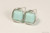 Sterling silver wire wrapped light mint alabaster green crystal cube stud earrings handmade by Jessica Luu Jewelry