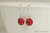 Sterling silver wire wrapped red coral drop earrings handmade by Jessica Luu Jewelry