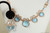 14K rose gold filled wire wrapped aquamarine crystal flat briolette statement necklace and earrings set handmade by Jessica Luu Jewelry