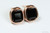 14K rose gold filled wire wrapped jet black cube stud earrings handmade by Jessica Luu Jewelry