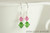 Sterling silver rose pink dark moss green  crystal dangle earrings handmade by Jessica Luu Jewelry