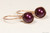 14K rose gold filled wire wrapped blackberry purple pearl drop earrings handmade by Jessica Luu Jewelry