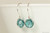 Sterling silver wire wrapped teal blue indicolite crystal drop earrings handmade by Jessica Luu Jewelry