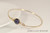 14K yellow gold filled wire wrapped bangle bracelet with dark purple pearl handmade by Jessica Luu Jewelry