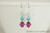 Sterling silver fuchsia pink purple turquoise blue crystal dangle earrings handmade by Jessica Luu Jewelry
