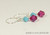 Sterling silver fuchsia pink purple turquoise blue crystal dangle earrings handmade by Jessica Luu Jewelry