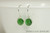 Sterling silver wire wrapped dark moss green crystal drop earrings handmade by Jessica Luu Jewelry