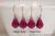 14K yellow and rose gold filled ruby crystal baroque dangle earrings handmade by Jessica Luu Jewelry