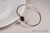 14k rose gold filled wire wrapped bangle bracelet with dark navy night blue pearl handmade by Jessica Luu Jewelry