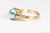 14K gold filled wire wrapped light blue pearl ring handmade by Jessica Luu Jewelry